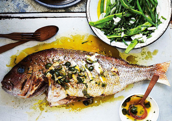 Snapper with White Wine, Green Olives and Parsley