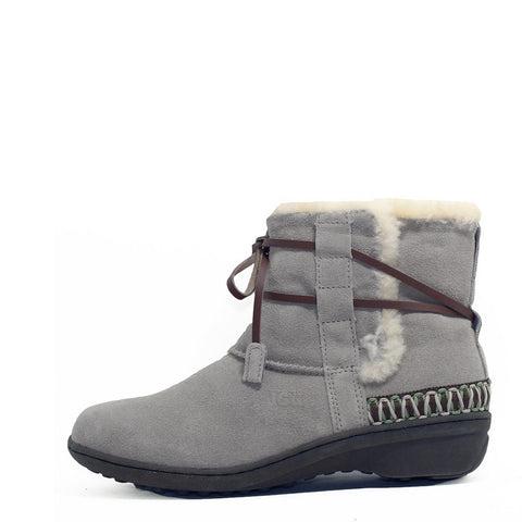 Lace Up Short Boots with Stitch - Sand