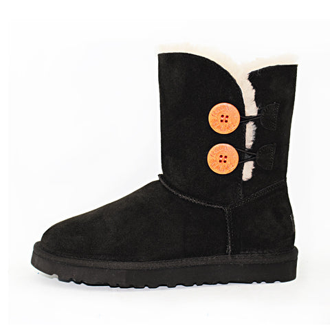 Classic Crystal Button Ankle Ugg Boot - Chocolate
