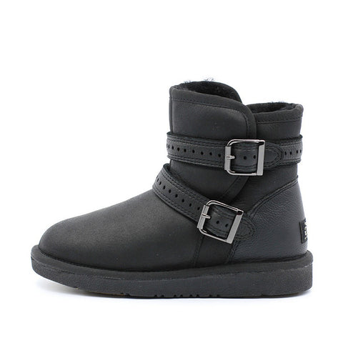 Cornsilk Ankle Ugg Boot - Black Red