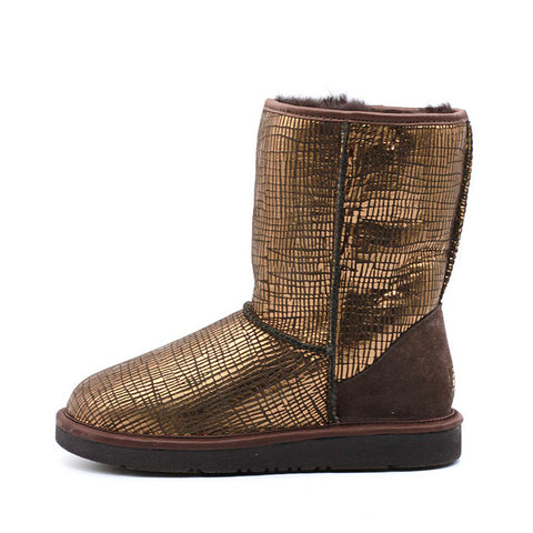 Back Zipper Short Ugg Boot - Chestnut