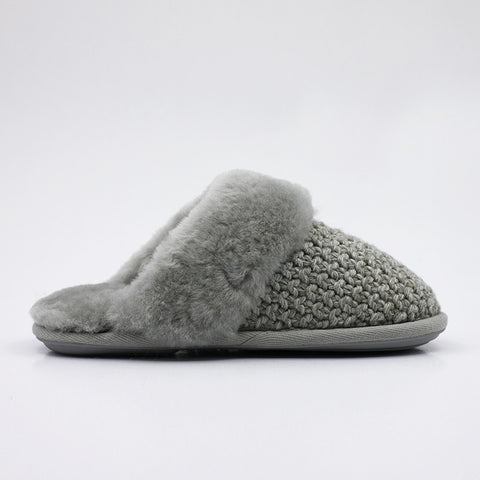 Luxury Knit Wool Scuff - Grey