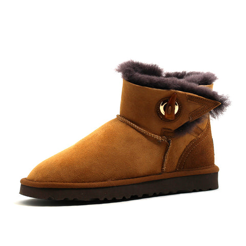 Mid Leather Sheepskin Boot - Chestnut