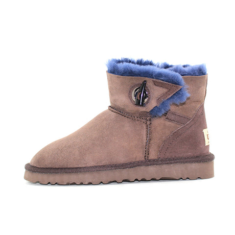 Spotted One Button Ugg Boot - Chocolate
