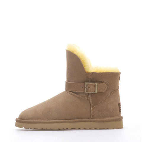 Ever Buckle Short Boots - Chestnut