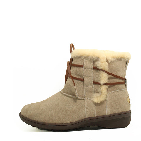 Lace Up Short Boots - Sand