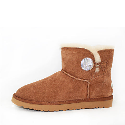 Crystal Button Ugg Boot - Chestnut