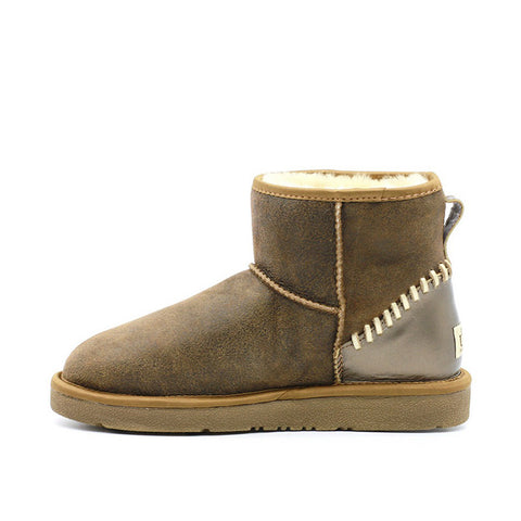 Leather Short Ugg Boot - Chestnut