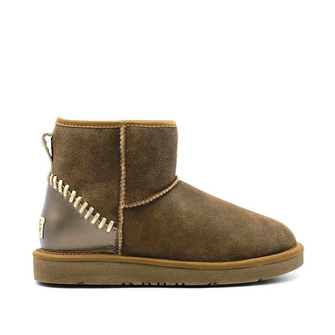 Leather Short Ugg Boot - Chestnut