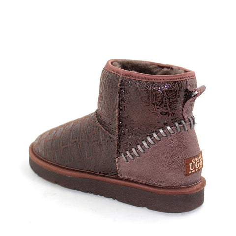 Leather Short Ugg Boot - Crocodile