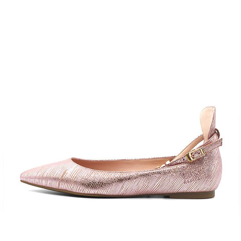 Chelsea Ballet Flat with Ankle Strap - Silver