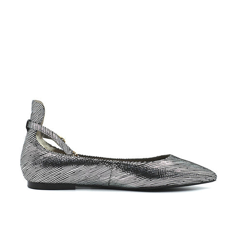 Chelsea Ballet Flat with Ankle Strap - Silver