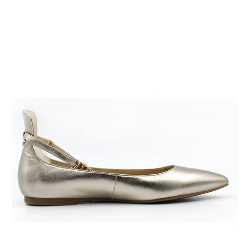 Chelsea Ballet Flat with Ankle Strap - Gold