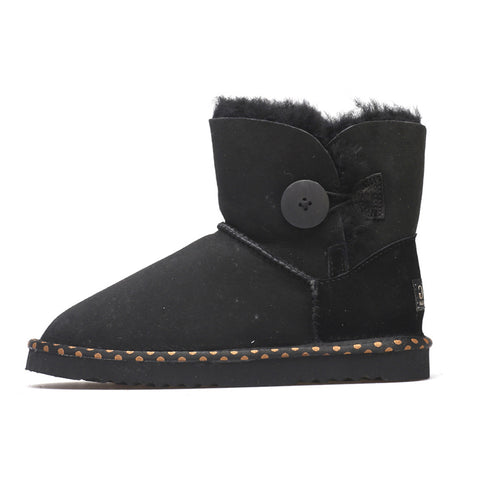Spotted One Button Ugg Boot - Black