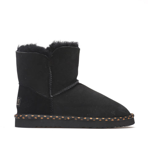 Spotted One Button Ugg Boot - Black