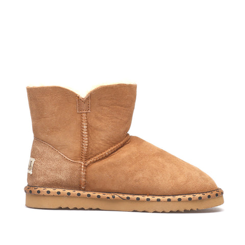 Spotted One Button Ugg Boot - Chestnut