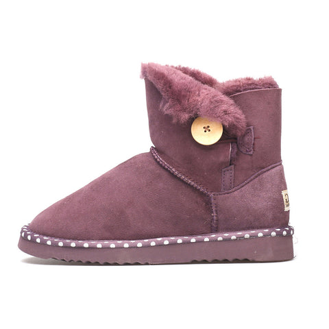 Spotted One Button Ugg Boot - Purple