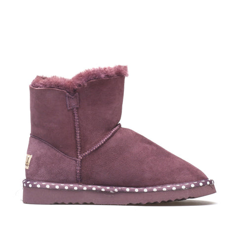 Spotted One Button Ugg Boot - Purple