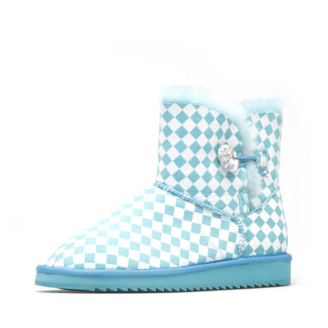 Checkered Short Ugg Boots - Blue/white