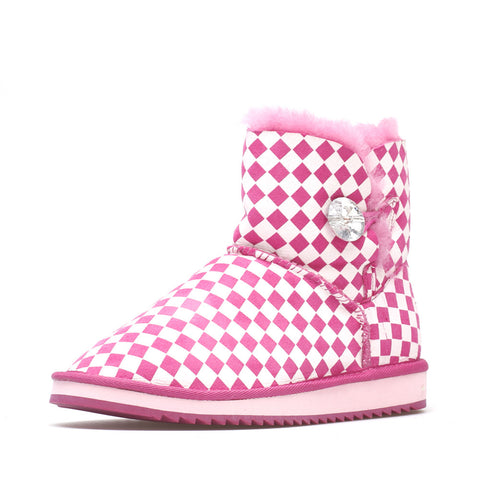 Checkered Short Ugg Boots - Red/White